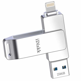 iDiskk MFi Certificat 256GB Lightning USB Stick für iPhone Speicher Photo Memory Stick für iPad Speichererweiterung Kompatibel mit iPhone 12/11 / X/XS/XR / 5/6/7/8 Mac PC - 1