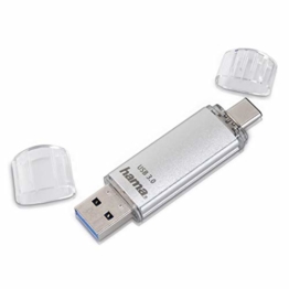Hama 128GB USB Stick mit USB 3.0 und USB 3.1-Type-C (2-in-1 Speicherstick, z.B. für Android Handy, Tablet, Computer, Notebook, MacBook, OTG, 40MB/s) USB-Typ-C Handy-Stick, Doppel Memory-Stick silber - 1